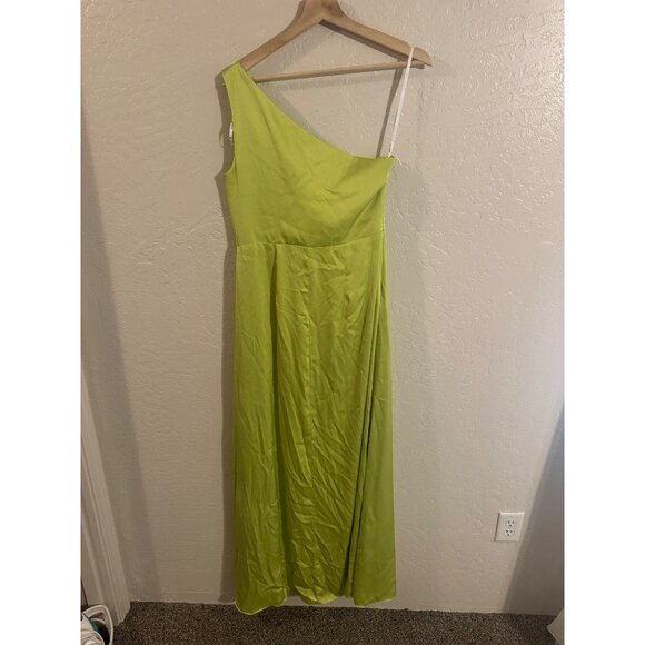 Birdy Grey Kira One Shoulder Satin High Slit Bridesmaid Dress - Picture 10 of 10